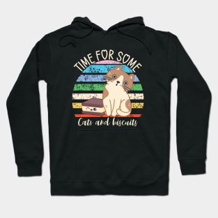 Time for some cats and biscuits - funny cat pun grunge background Hoodie